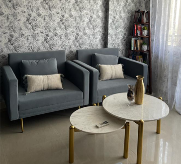 1 seater sofas in store grey velvet fabric