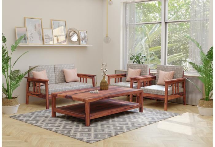 Falcon 2+1+1 Seater Wooden Sofa Set 
