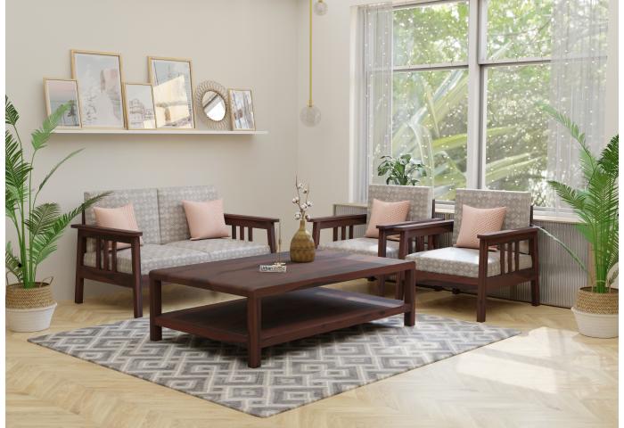Falcon 2+1+1 Seater Wooden Sofa Set 