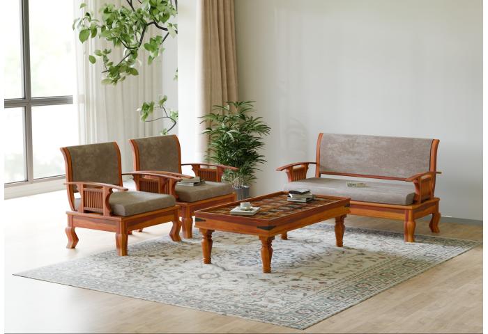Eterna 2+1+1 Seater Wooden Sofa 