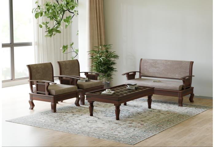 Eterna 2+1+1 Seater Wooden Sofa 