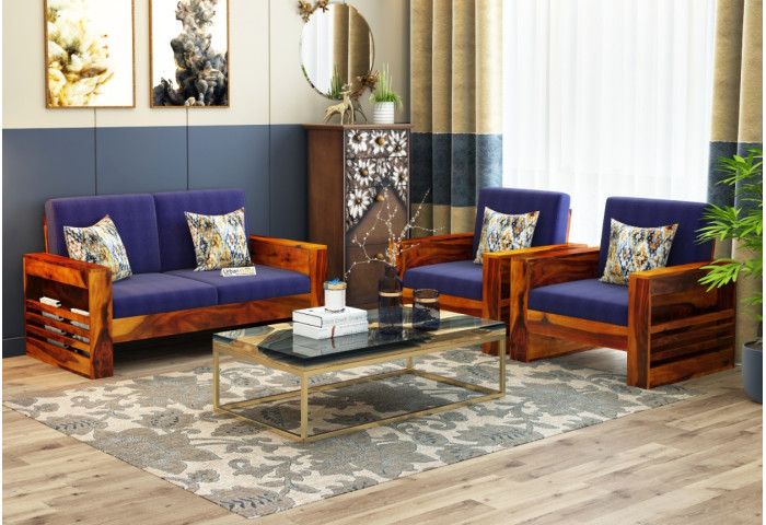 Modway Wooden Sofa Set 2+1+1 Seater 