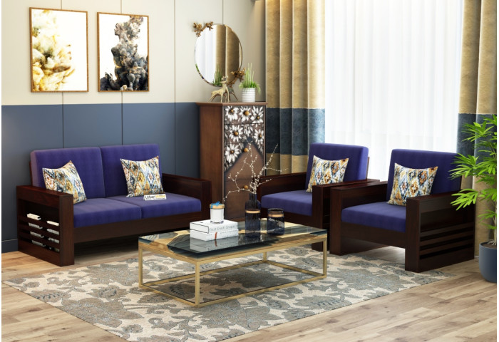 Modway Wooden Sofa Set 2+1+1 Seater 