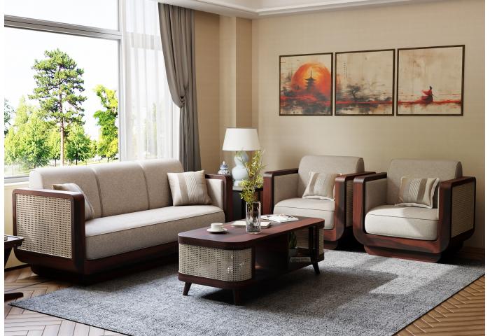 Regalia 3+1+1 Seater Wooden Sofa Set 
