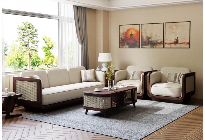 Regalia 3+1+1 Seater Wooden Sofa Set 