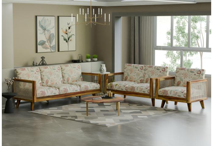 Crispella 3+2+1 Seater Wooden Sofa Set 
