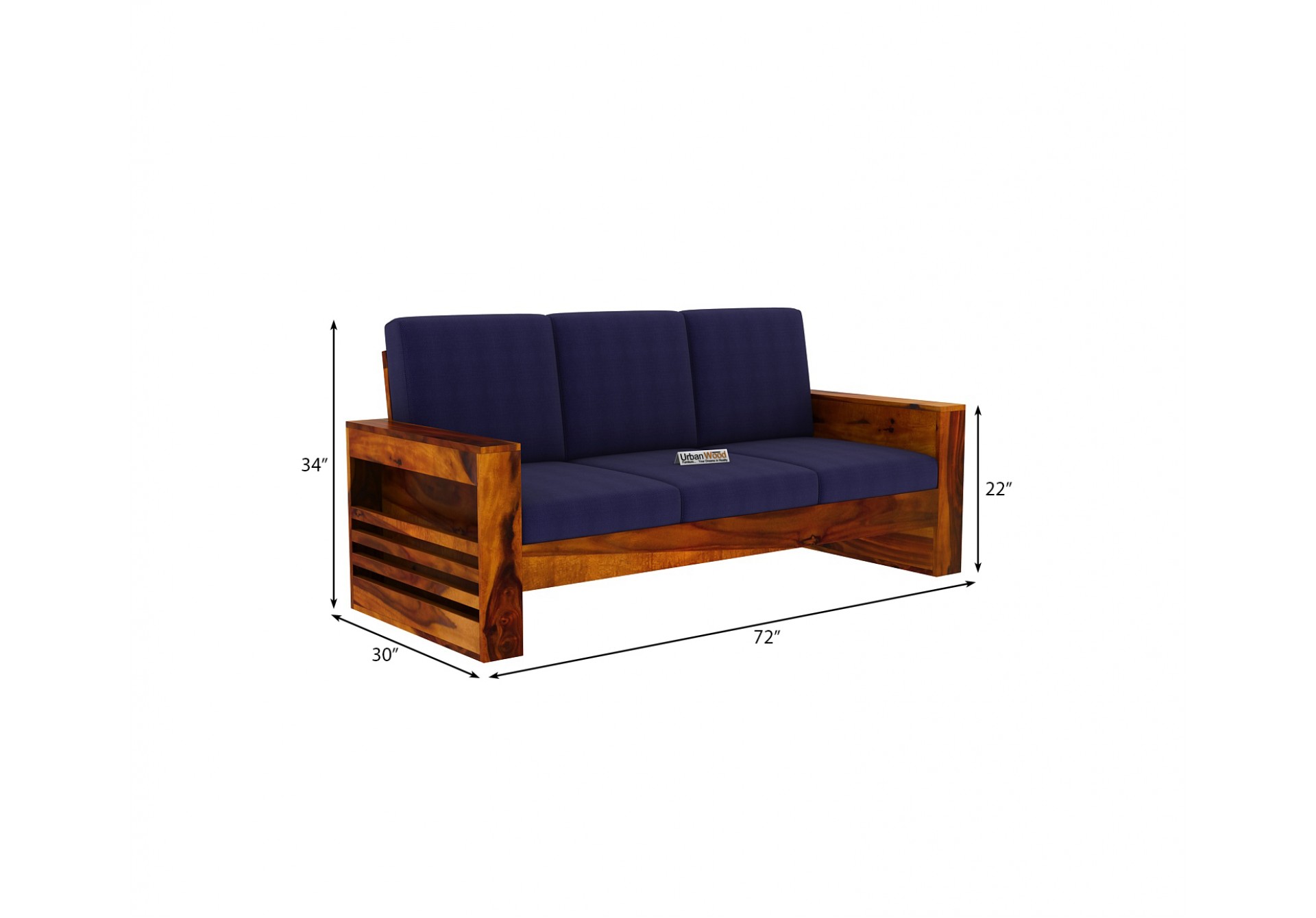 Modway Wooden Sofa 3 Seater 