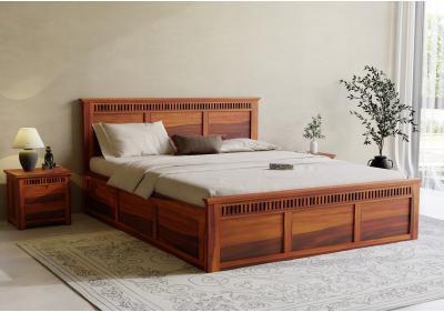 Haveli Wooden Box Storage Bed 