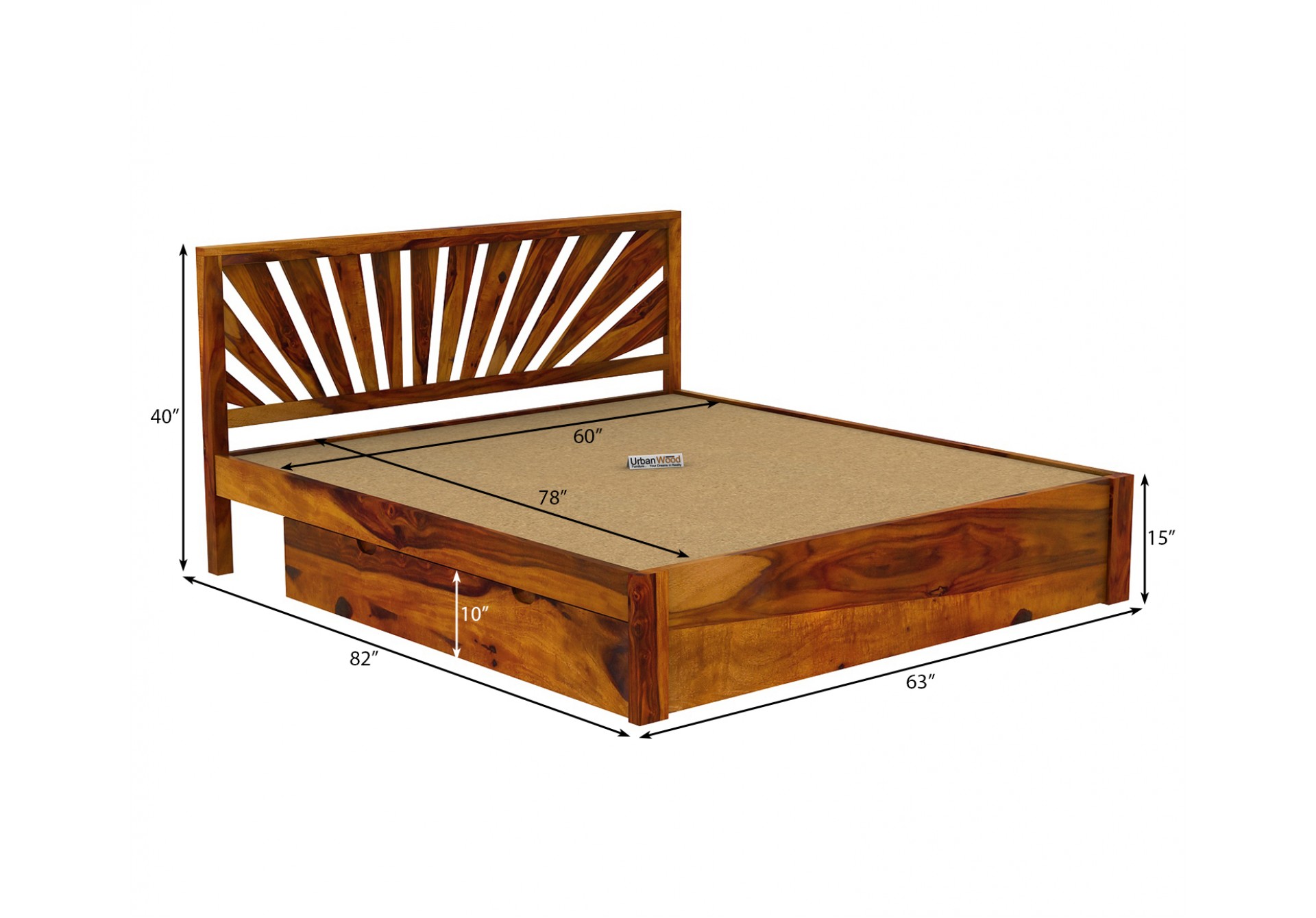 Jerry Wooden Bed With Drawer Storage Queen Size 