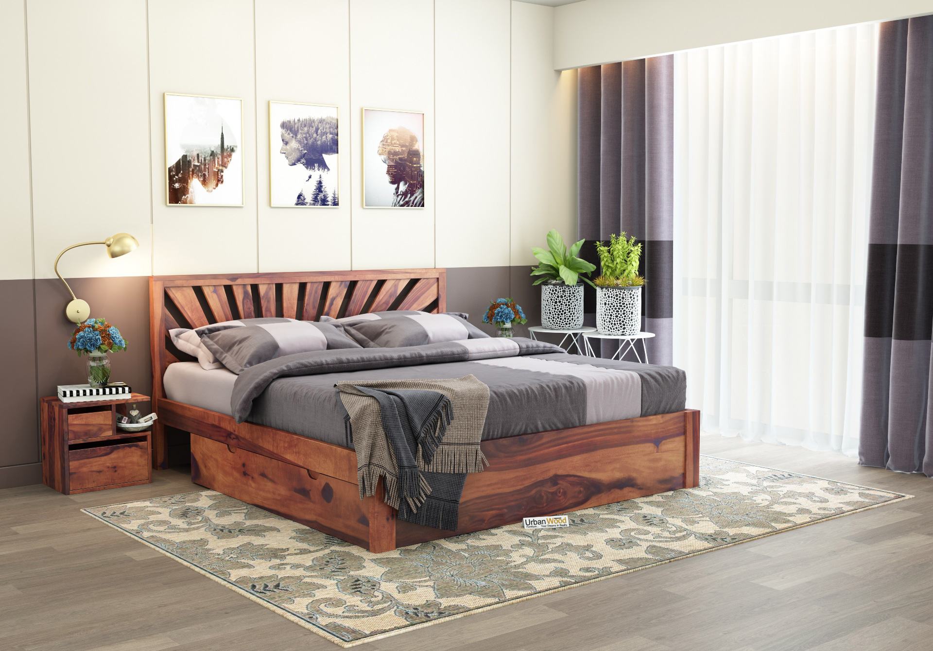 Jerry Wooden Bed With Drawer Storage King Size 