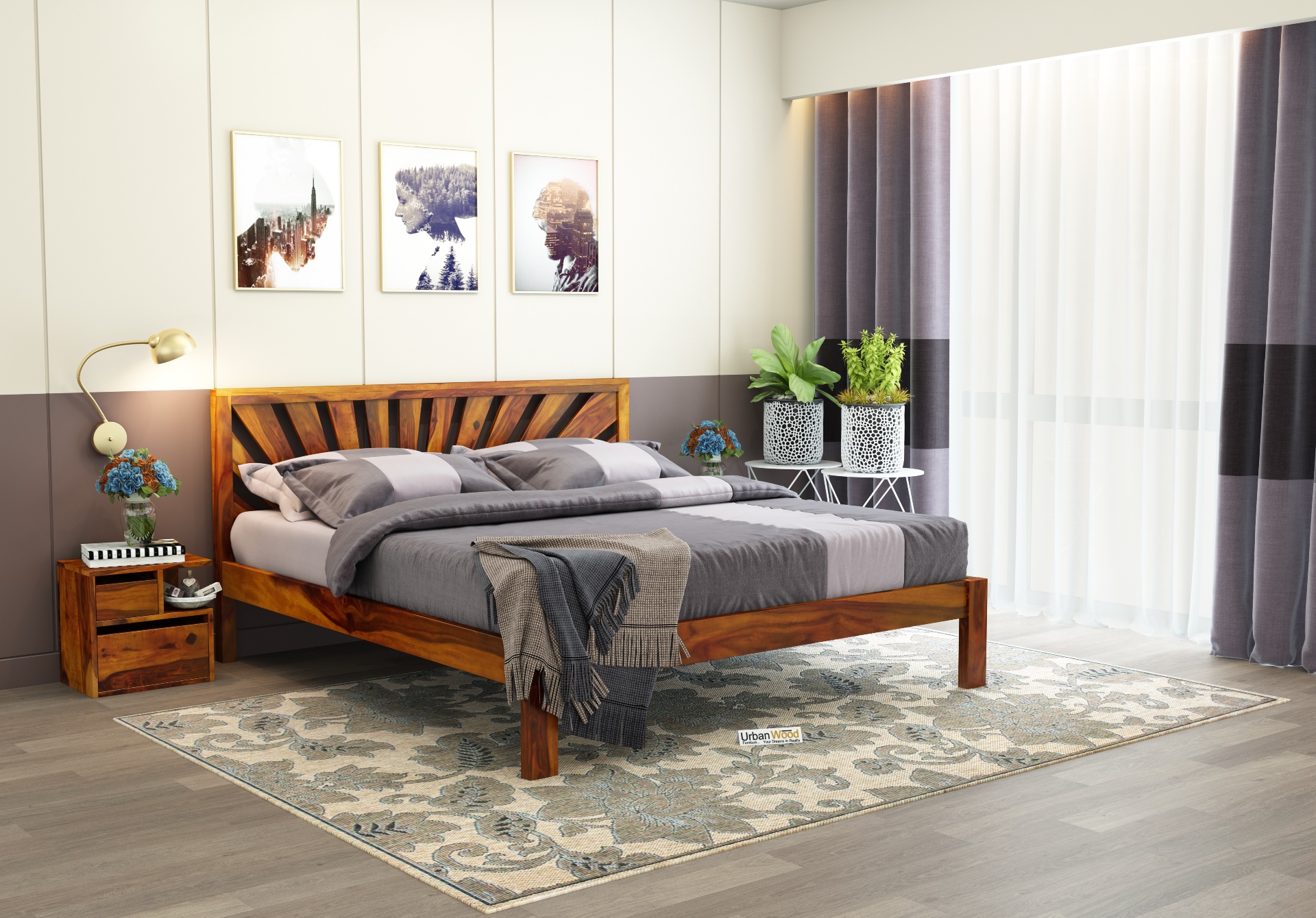 Jerry Wooden Bed Without storage Queen Size 