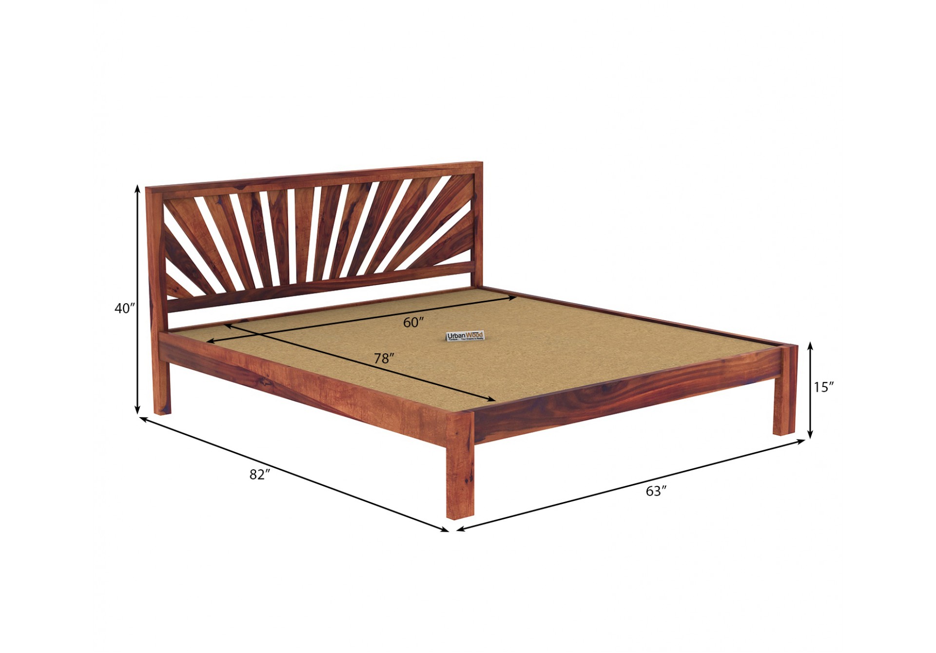 Jerry Wooden Bed Without storage Queen Size 