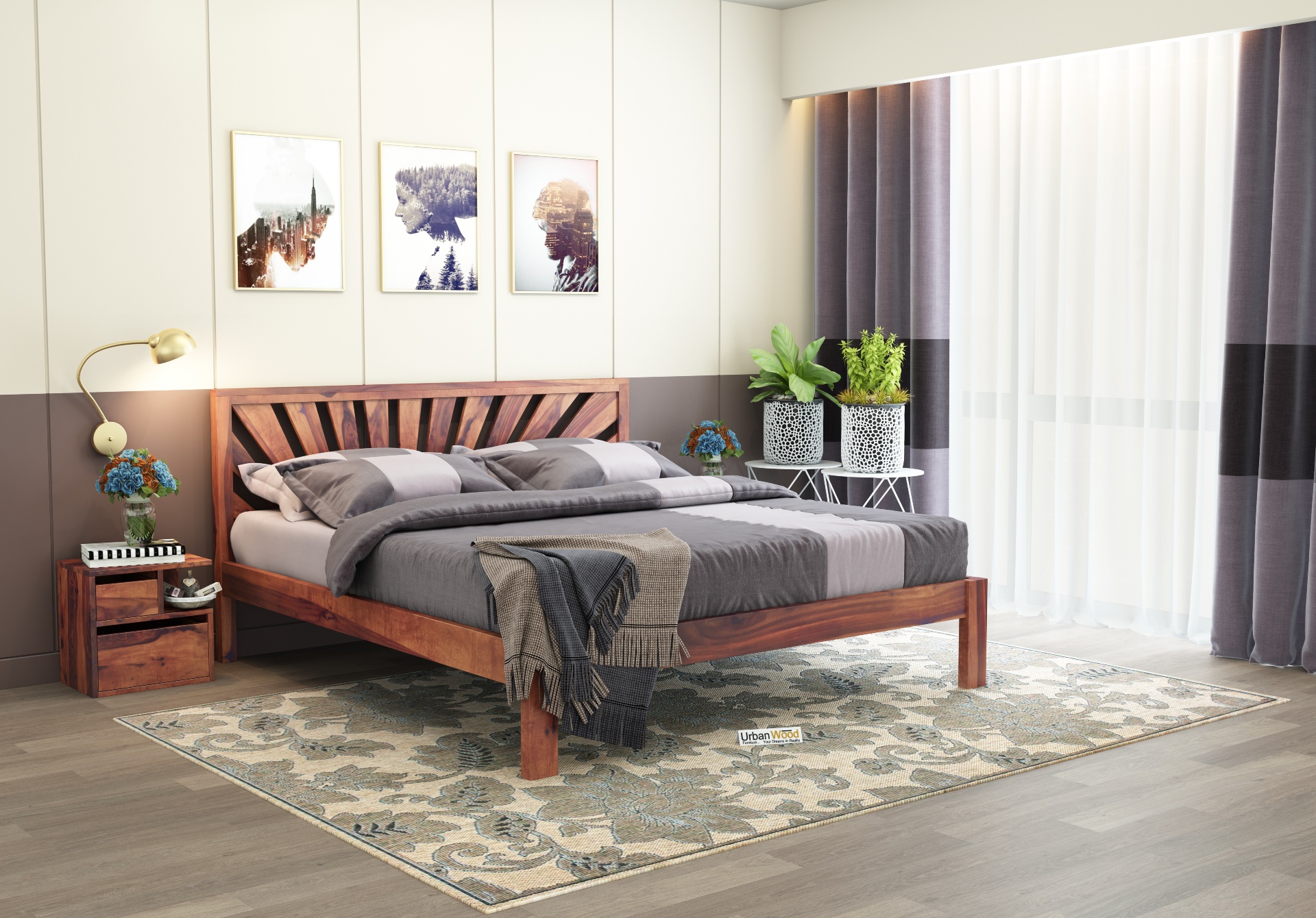 Jerry Wooden Bed Without storage King Size 