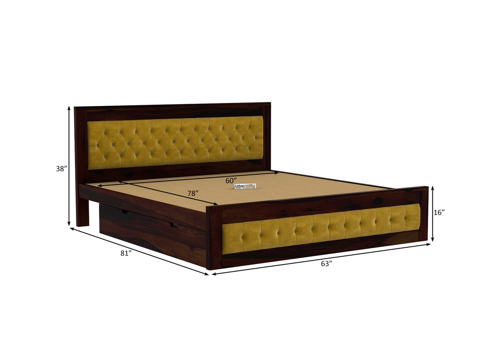 Jolly Wooden Bed with Drawer Storage 