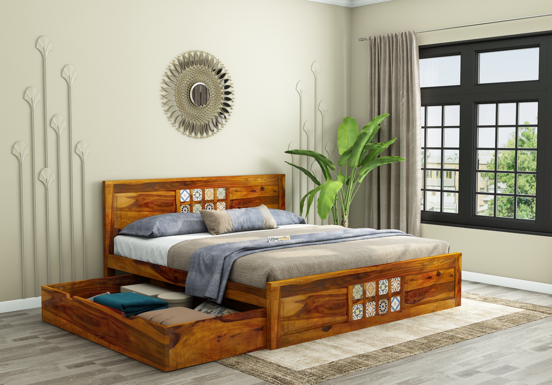 Relay Wooden Bed With Drawer Storage 
