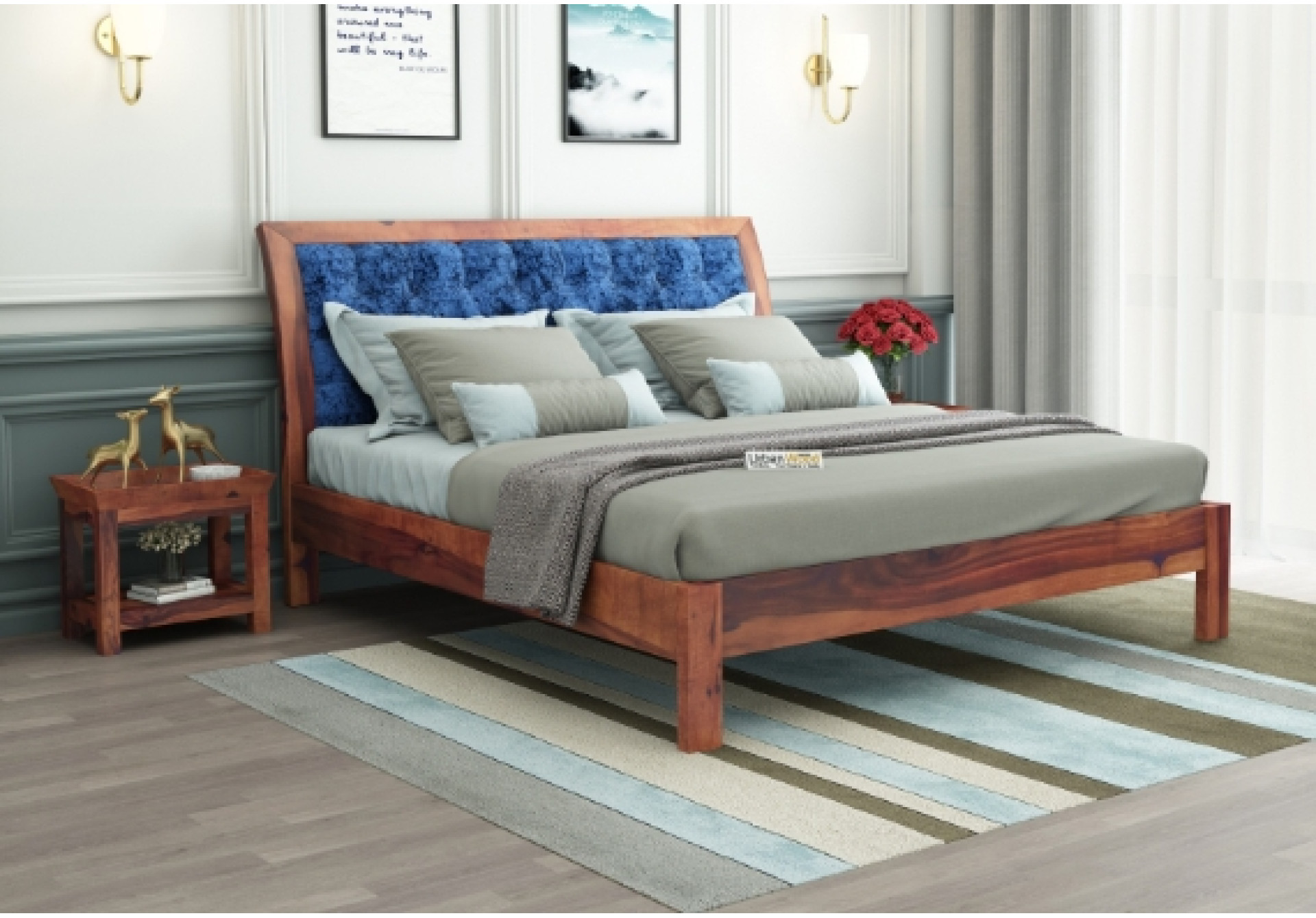 Ross Wooden Bed Without storage 
