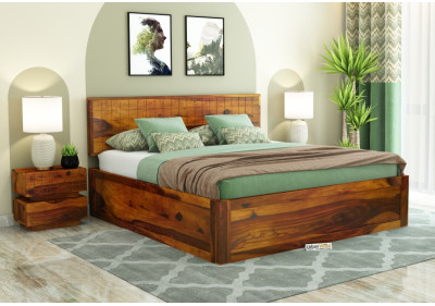 Solic Wooden Bed With Box Storage 