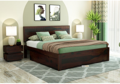 Solic Wooden Bed With Drawer Storage 