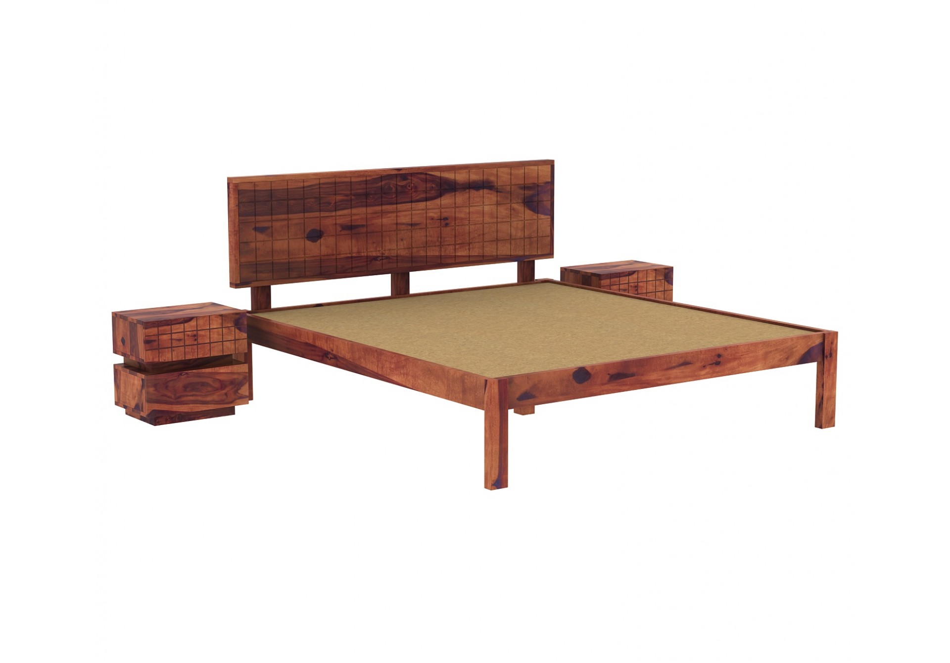 Solic Wooden Bed Without storage Queen Size 