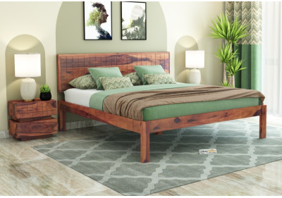Solic Wooden Bed Without storage Queen Size 