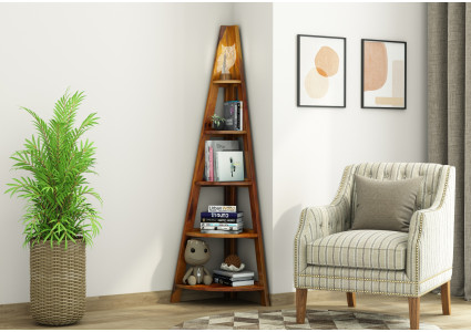 Naro Wooden Corner Bookshelf 