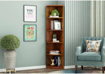 Rop Wooden Corner Bookshelf 