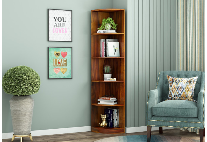 Rop Wooden Corner Bookshelf 