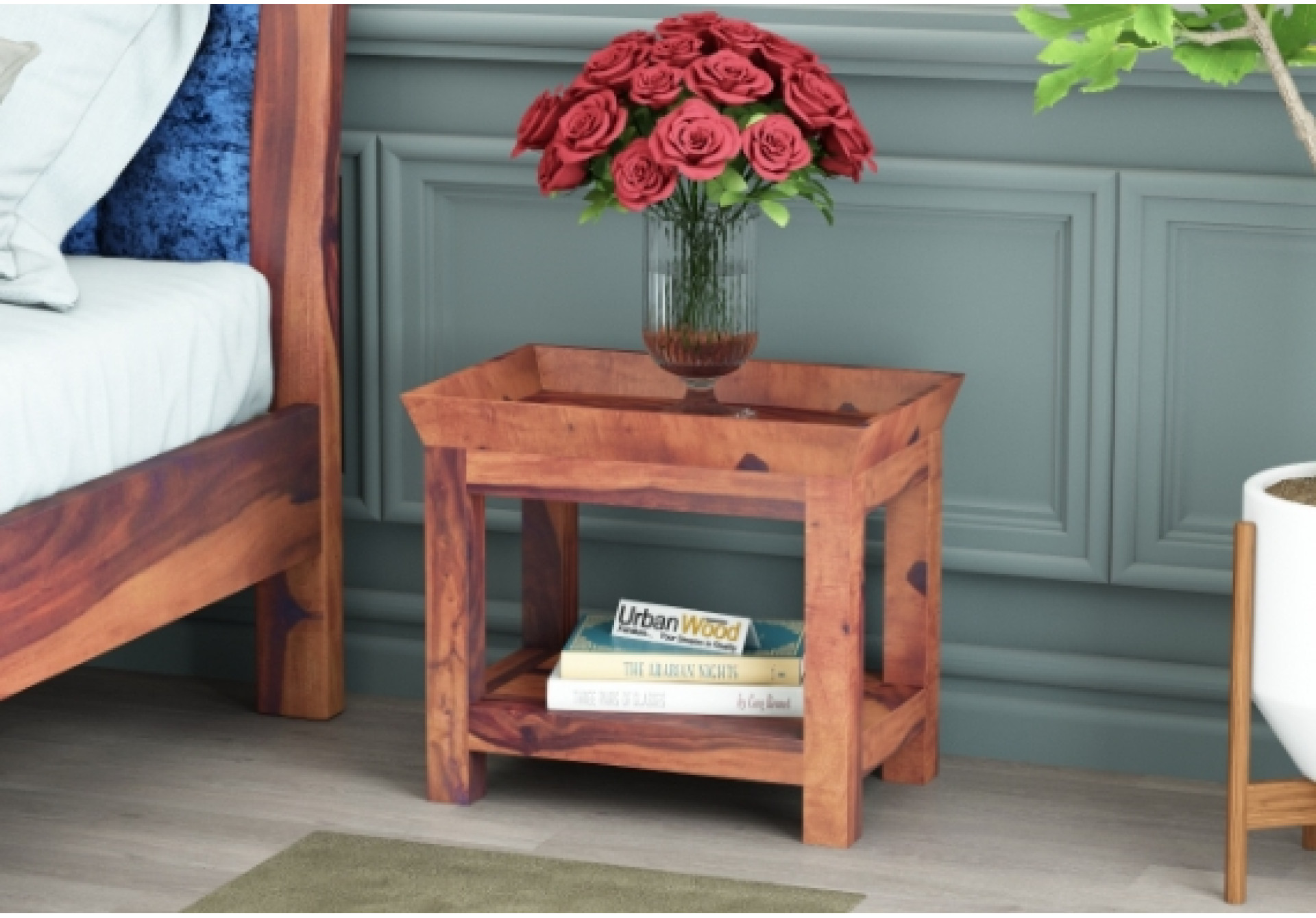 Ross Wooden Bedside Table 