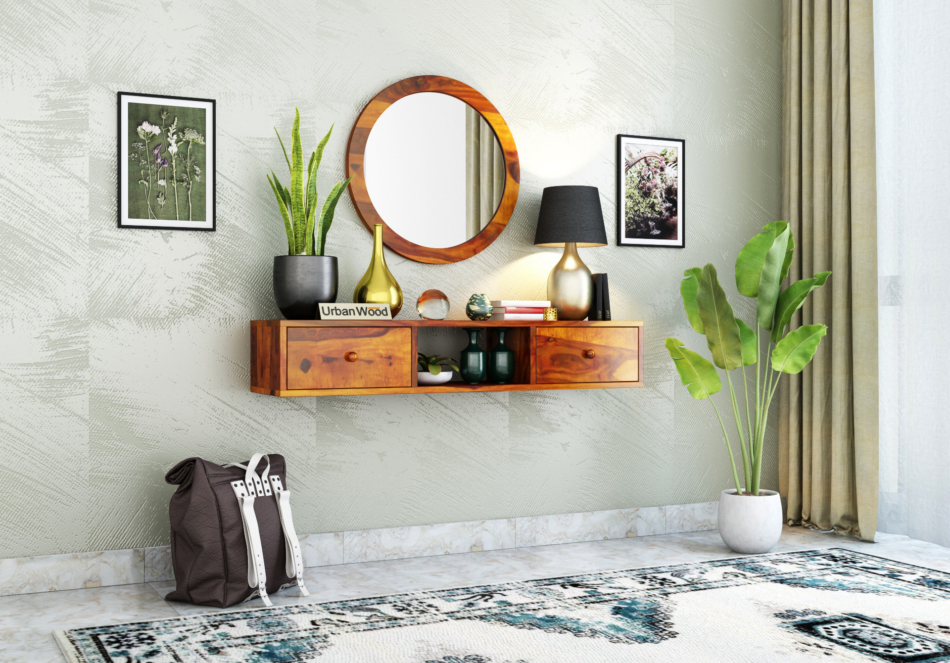 Rose Wall Mounted Console Table with Mirror 