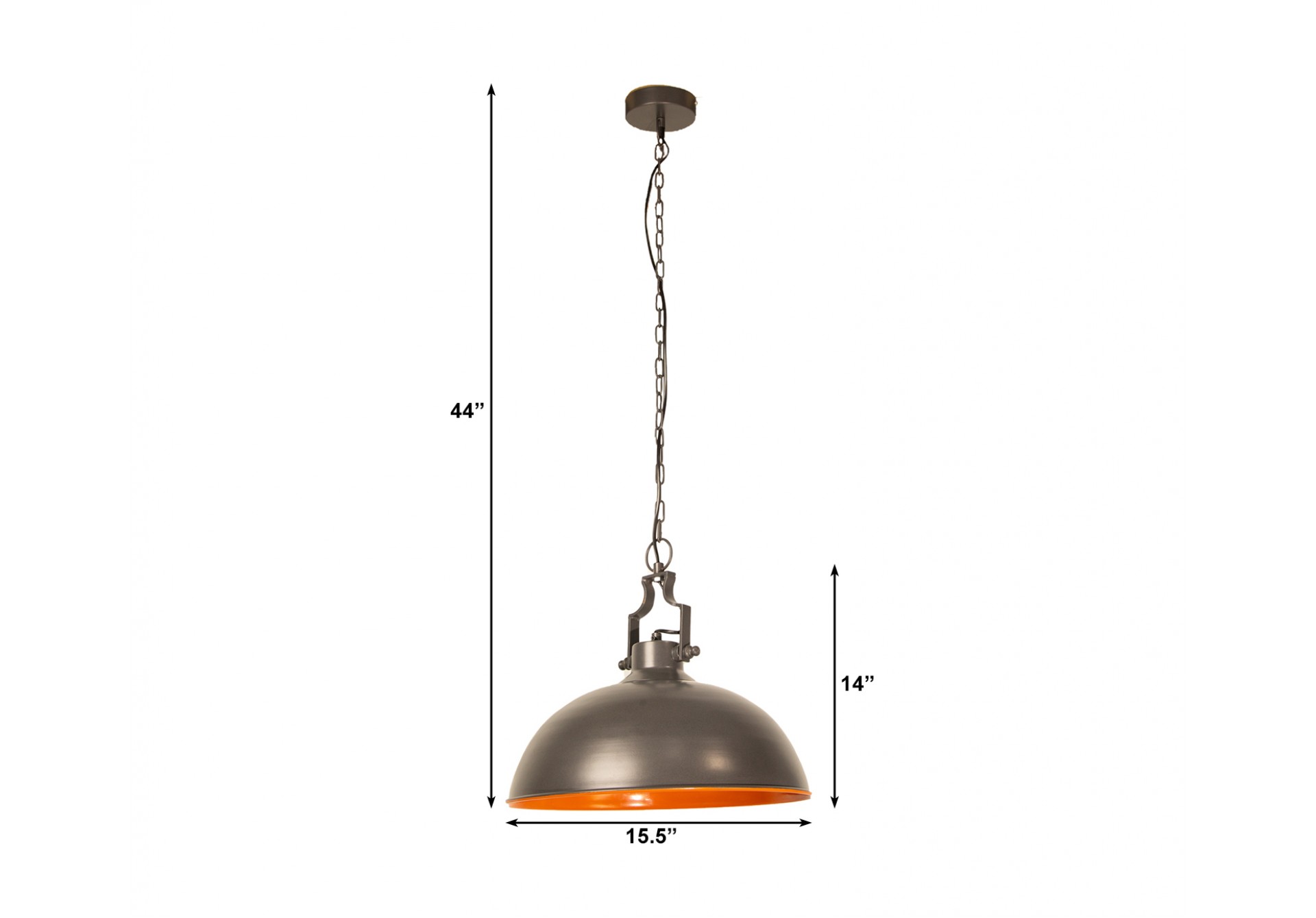 Hasan Silver and Orange Iron Single Hanging Light