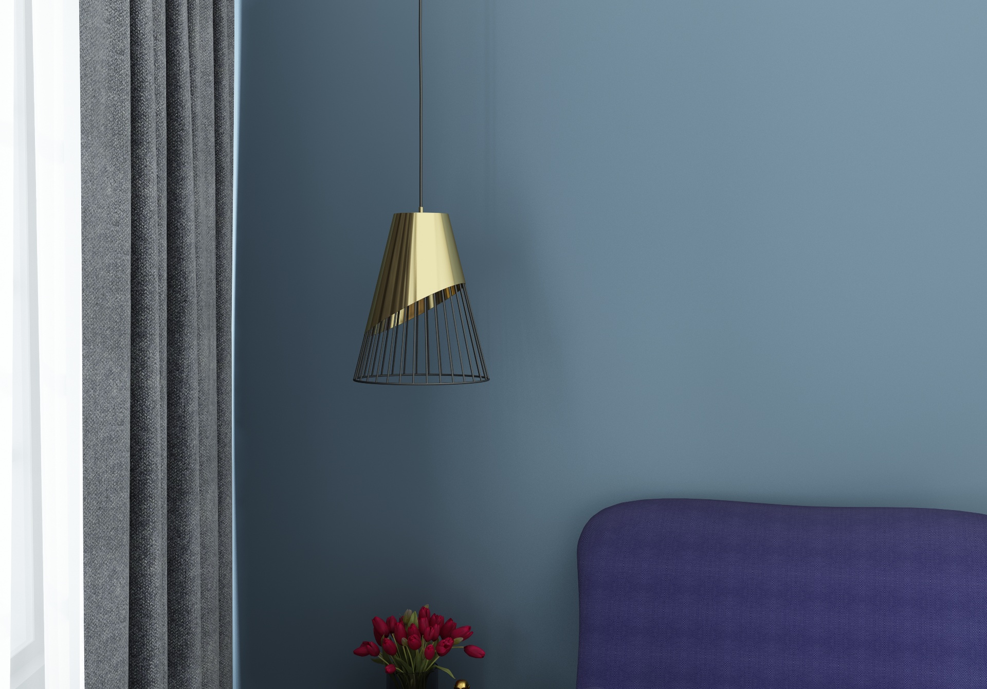 Peddrick Black & Gold Mild Steel Single Hanging Light