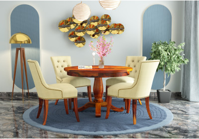 Knit 4-Seater Round Dining Table Set 