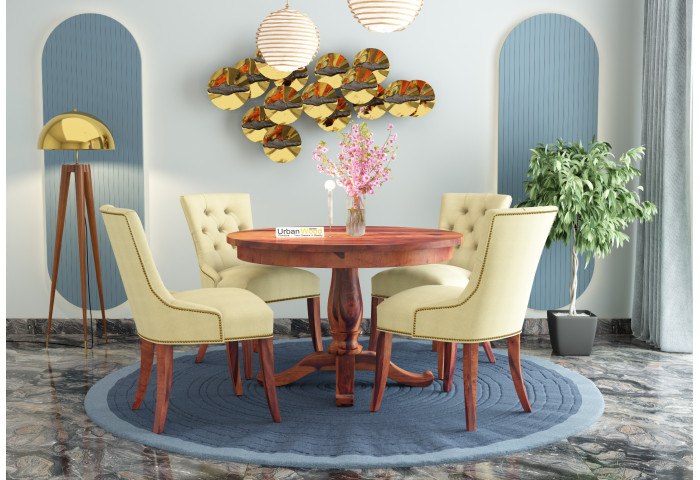 Knit 4-Seater Round Dining Table Set 