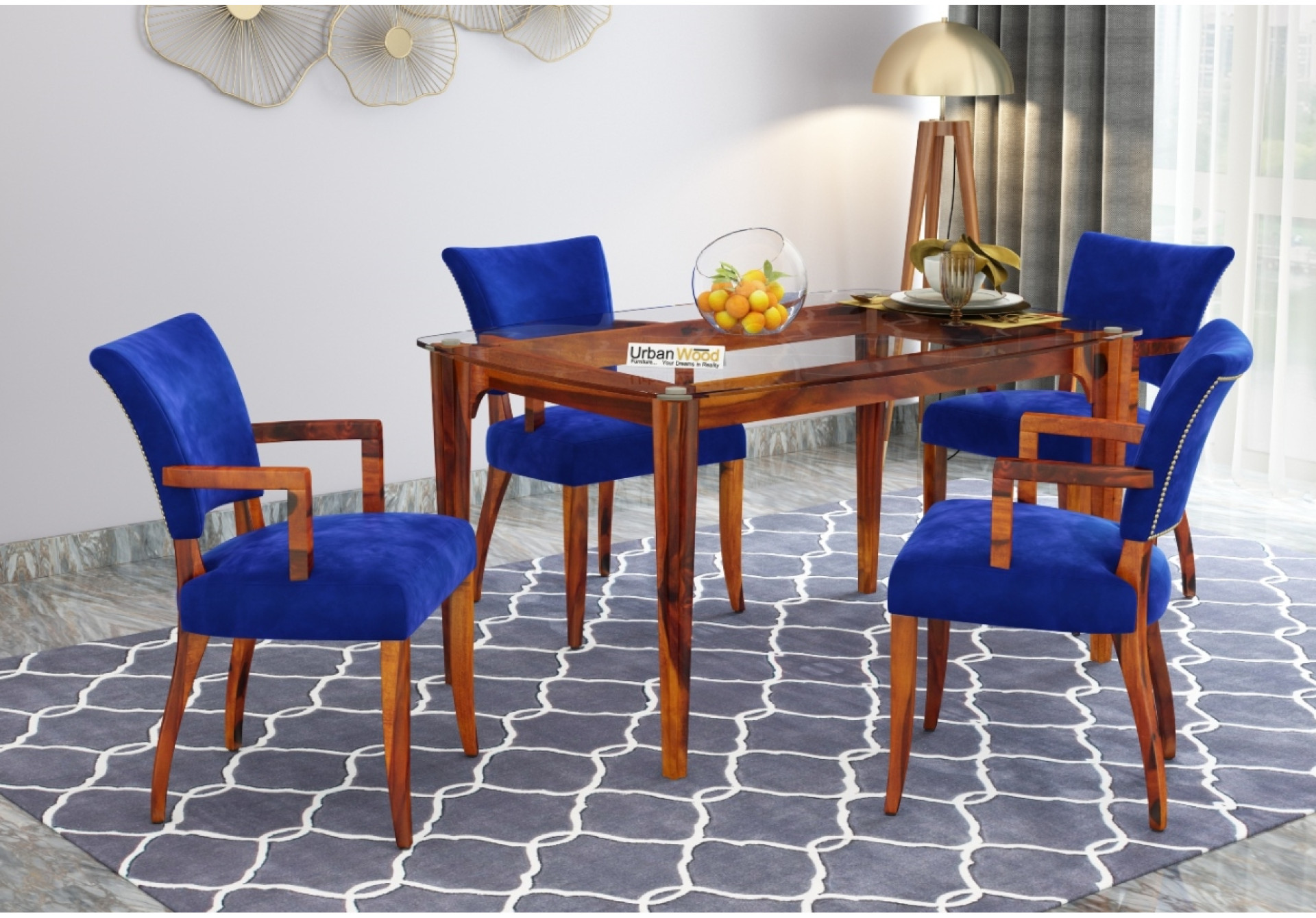 Quipo 4-Seater Dining Table Set With Arms 