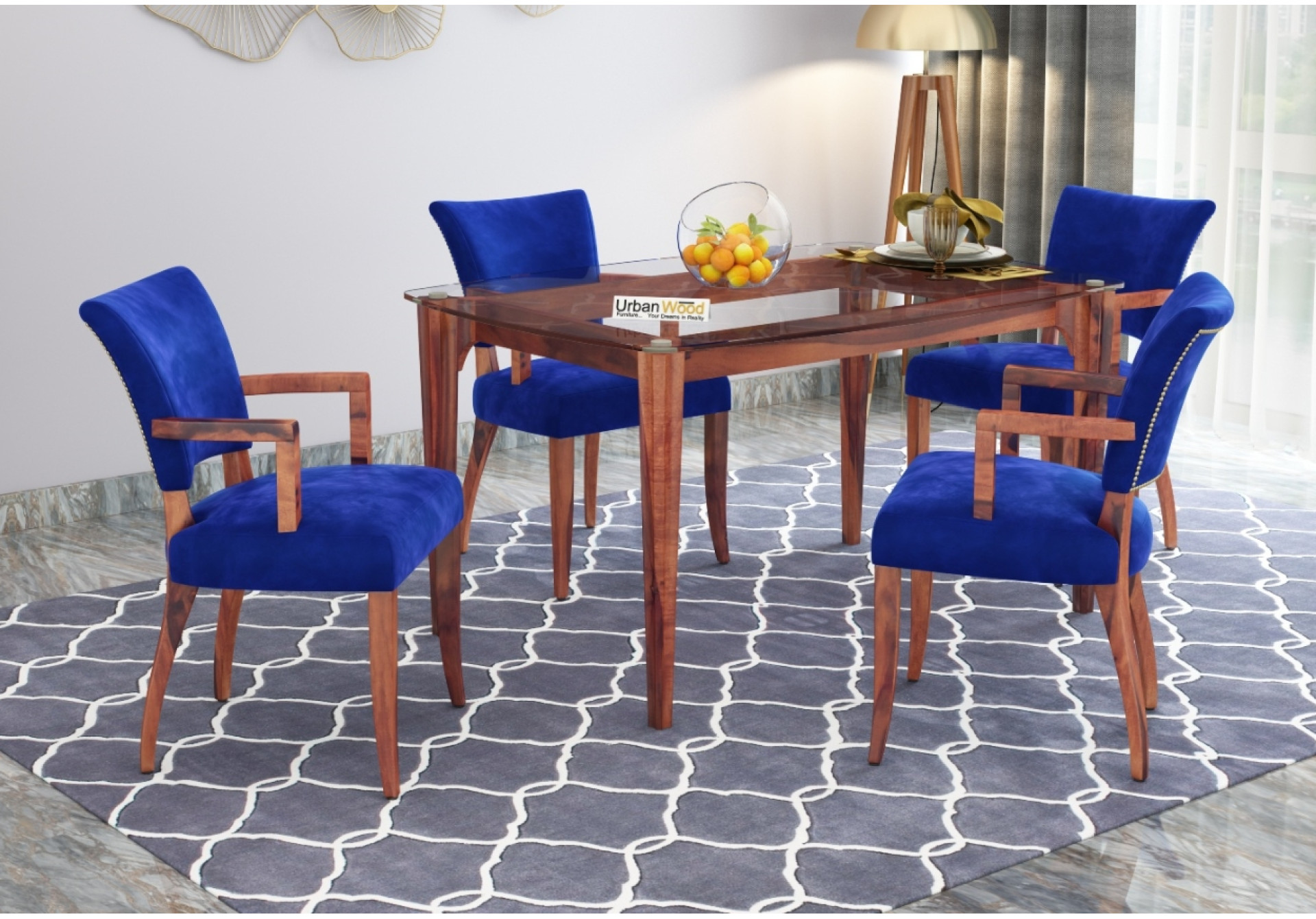 Quipo 4-Seater Dining Table Set  With Arms 