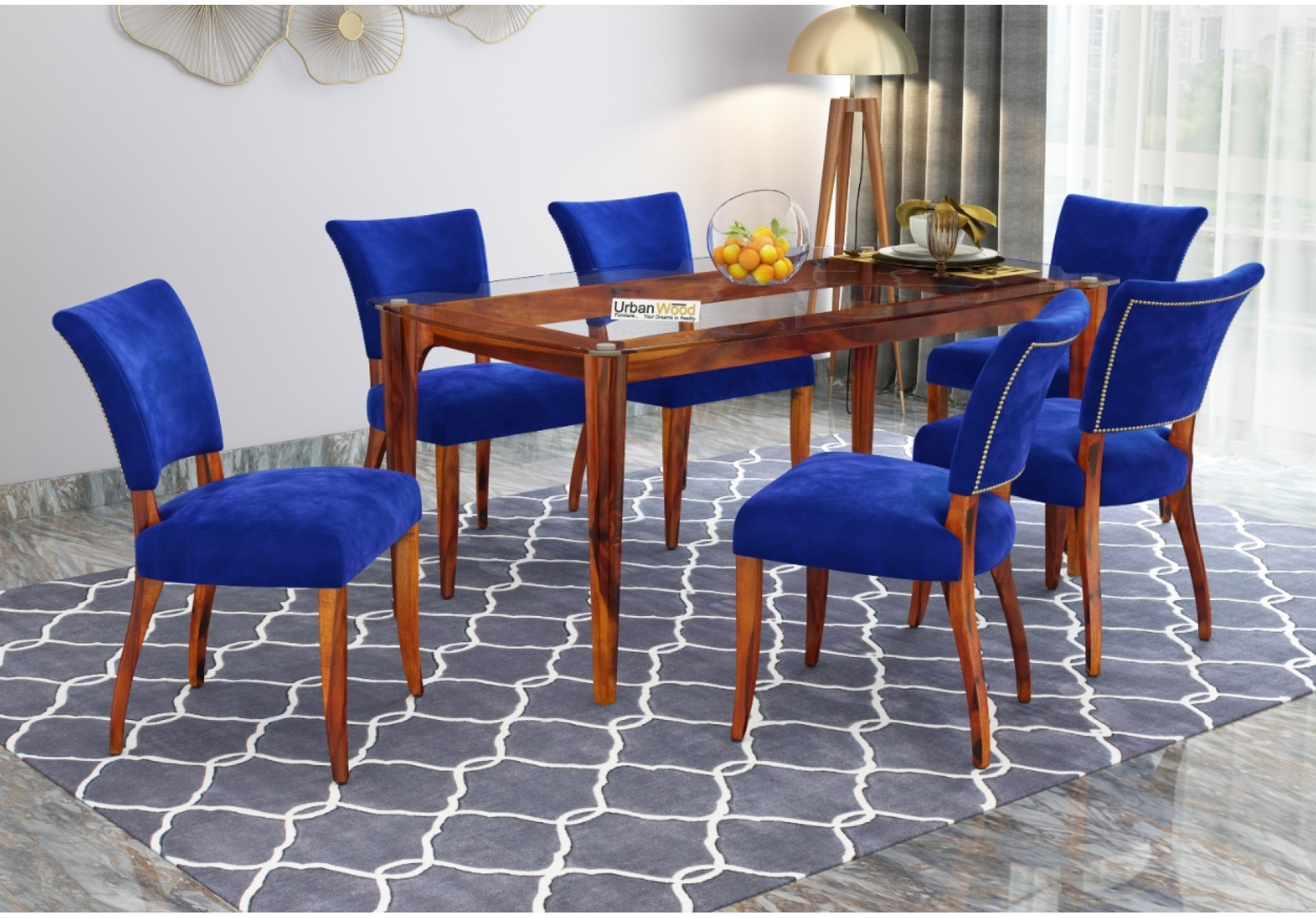 Quipo 6-Seater Dining Table Set Without Arms 