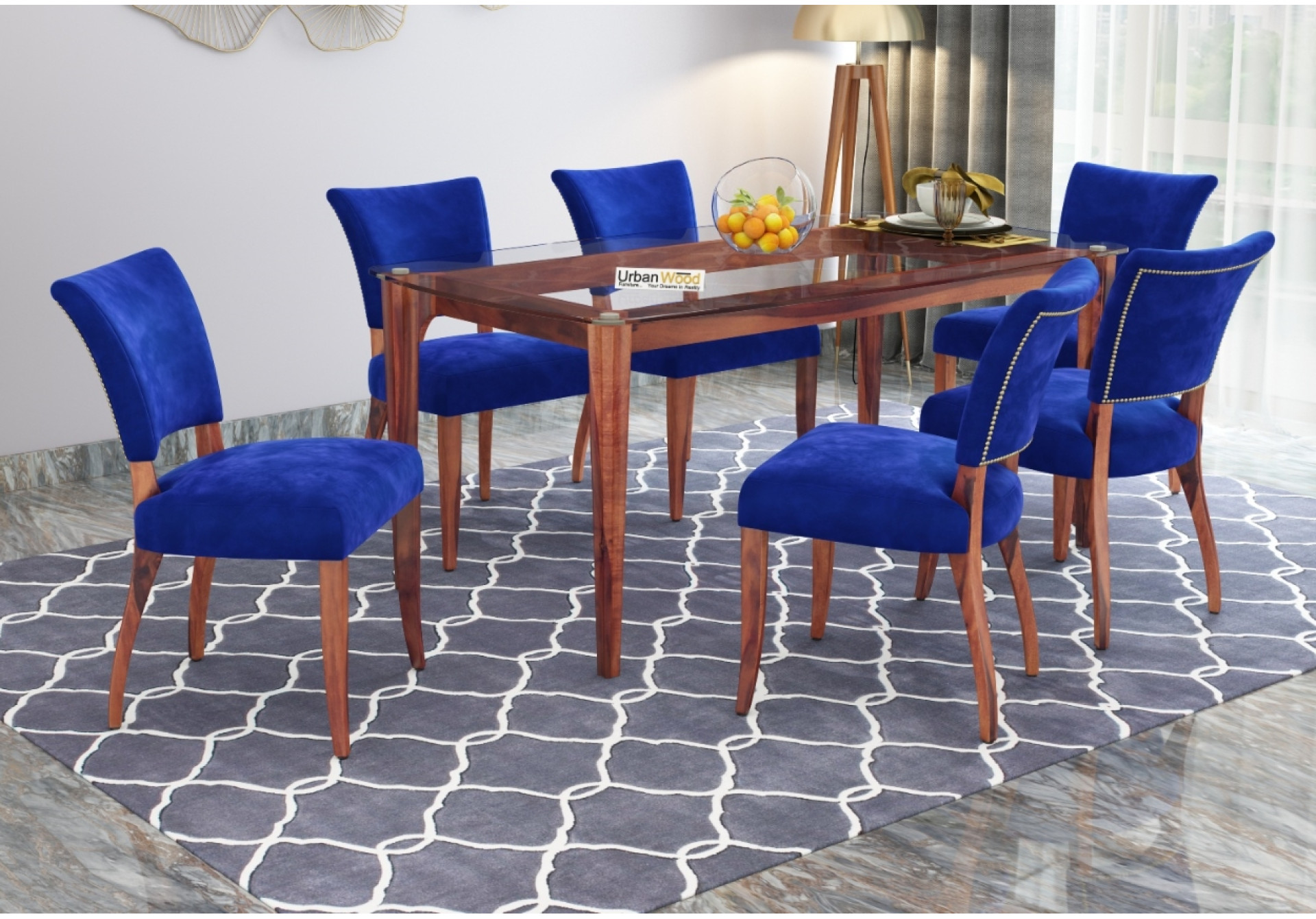 Quipo 6-Seater Dining Table Set Without Arms 