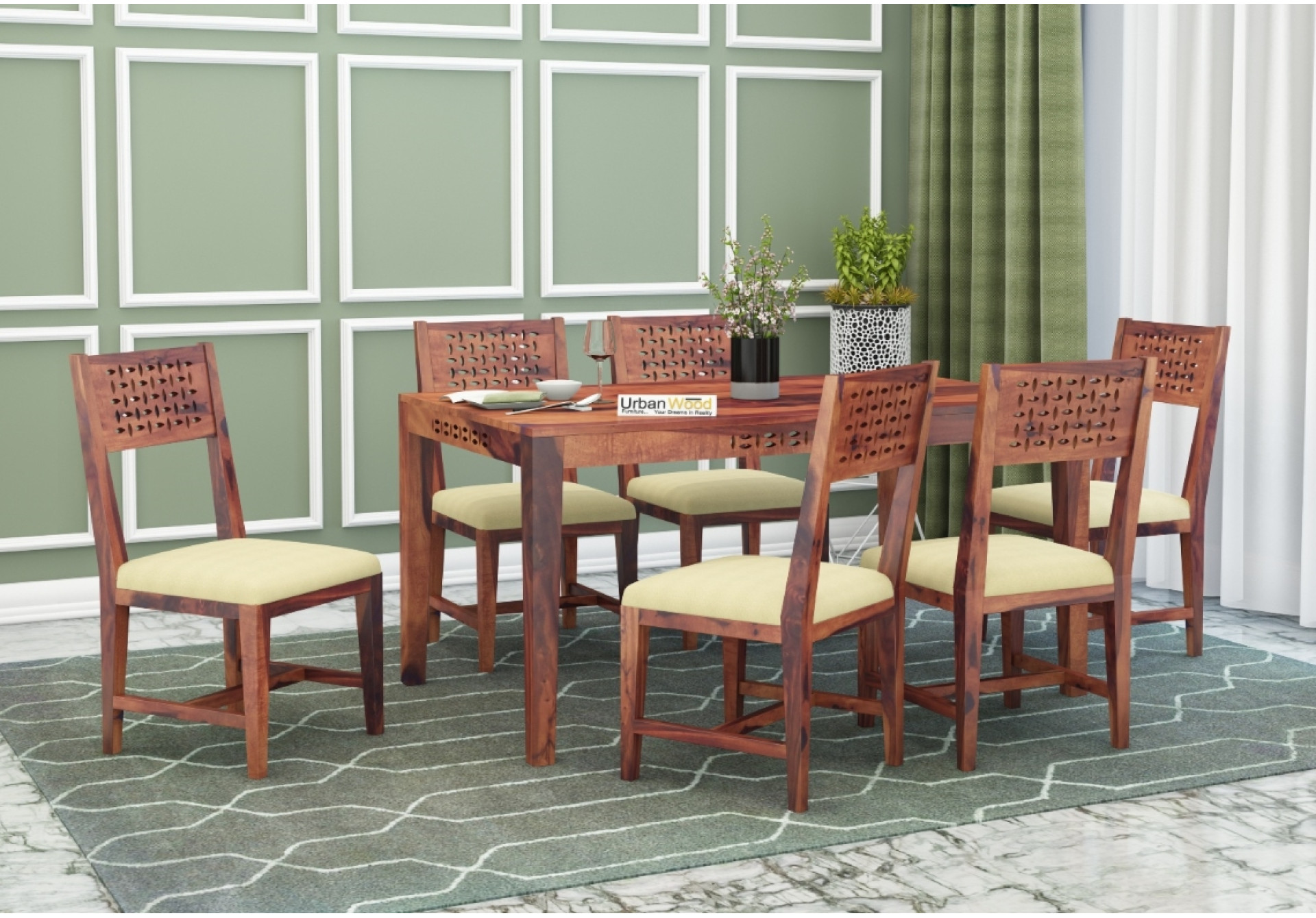 Woodora 6 Seater Dining Set with Cushion 