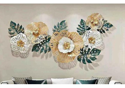 Golden & White Flower Home Decor Metal Wall Art