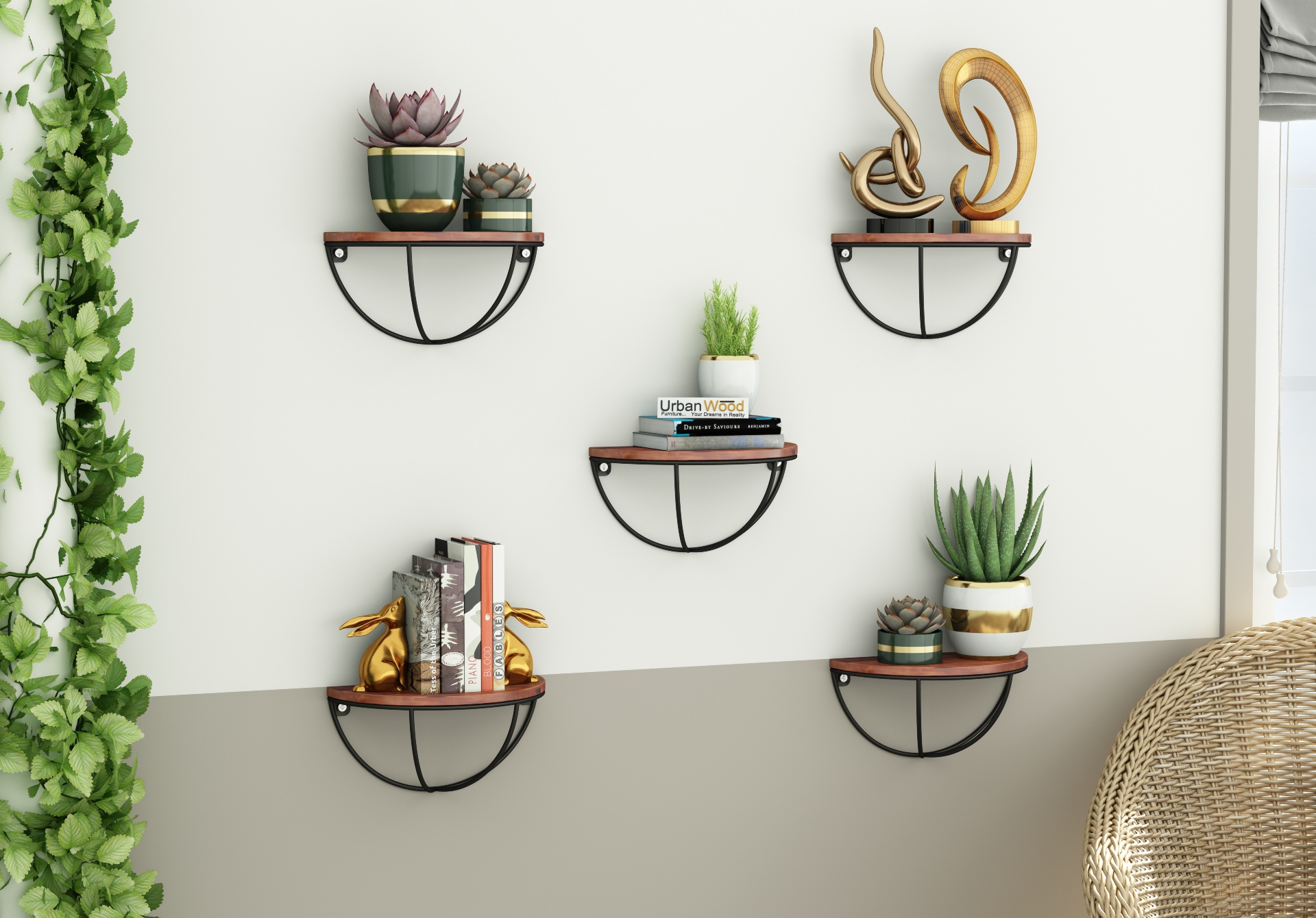 Mika Wooden Wall Shelves 