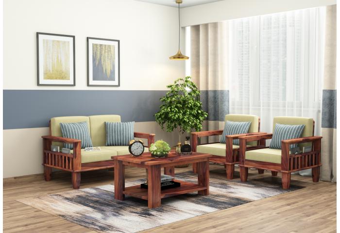 Freshlyn 2+1+1 Seater Wooden Sofa Set 