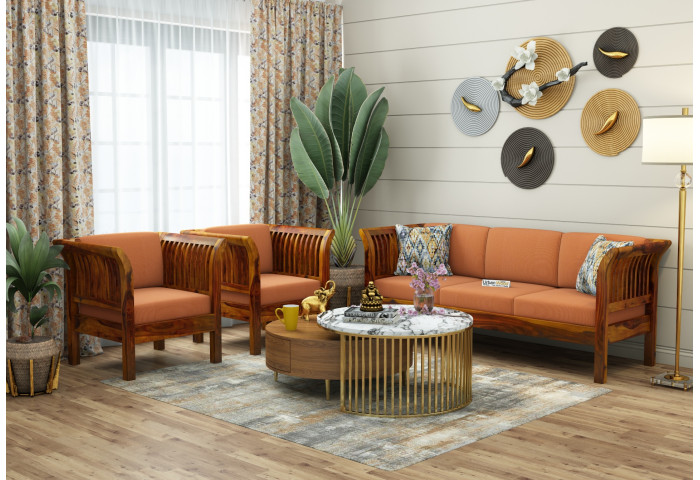 Crispin 3+1+1 Seater Wooden Sofa Set 