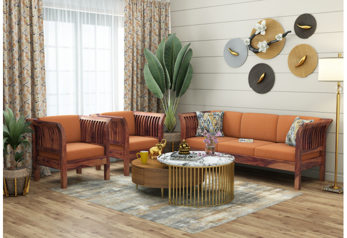 Crispin 3+1+1 Seater Wooden Sofa Set 