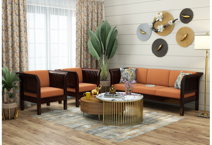 Crispin 3+1+1 Seater Wooden Sofa Set 