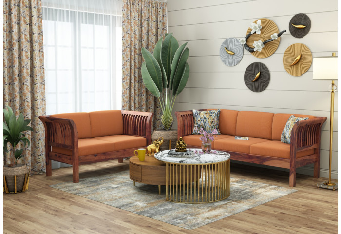Crispin 3+2 Seater Wooden Sofa Set 