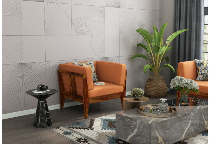 Grey Space 1 Seater Wooden Sofa 