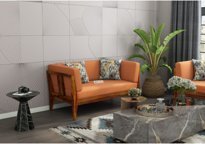 Grey Space 2 Seater Wooden Sofa 