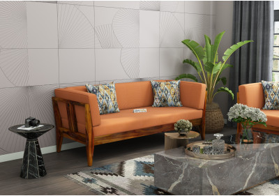 Grey Space 3 Seater Wooden Sofa 