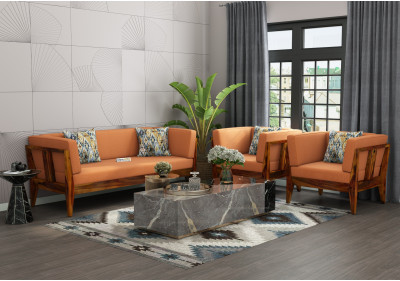 Grey Space 3+1+1 Seater Wooden Sofa Set 