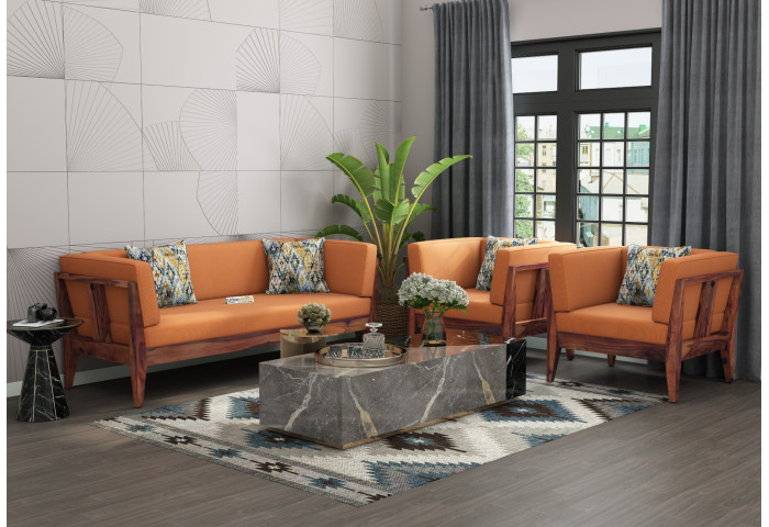 Grey Space 3+1+1 Seater Wooden Sofa Set 
